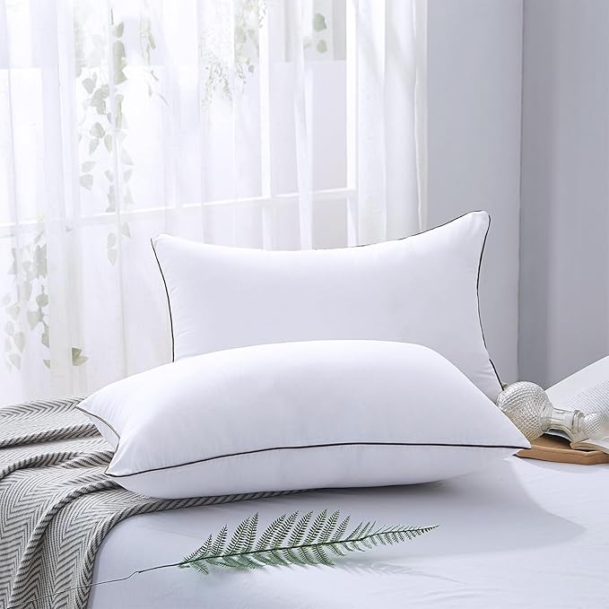 HUXMEYSON Pillows Standard Size Set of 4, Bed Pillows Set of 4, Down Alternative Luxury Hotel Pillows for Sleeping，Standard Pillows Set of 4 for Side and Back Sleepers