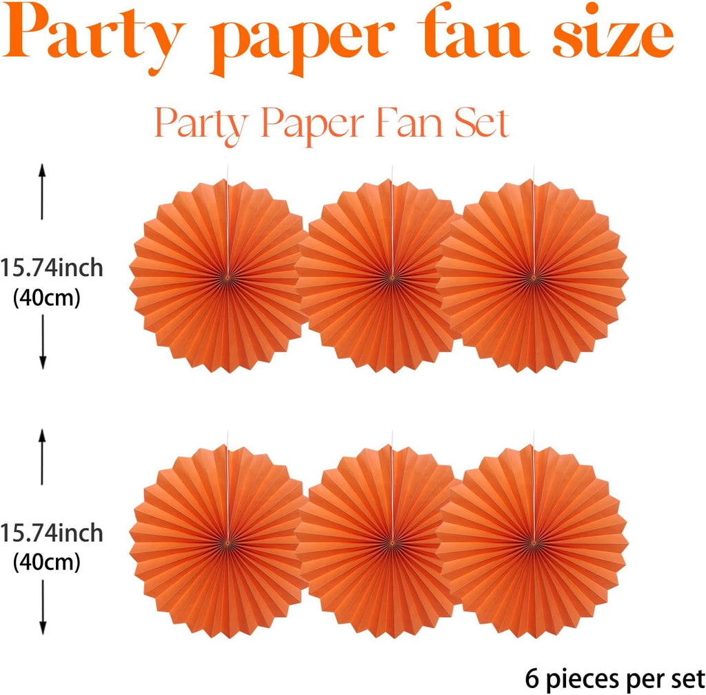 Orange Birthday Party Decorations,DIY Orange Paper Fans Hanging Decoration,16in Halloween Paper Fans,Halloween Decor,Fox Birthday Decorations Events Accessories 30 Color DIY Set (Orange)