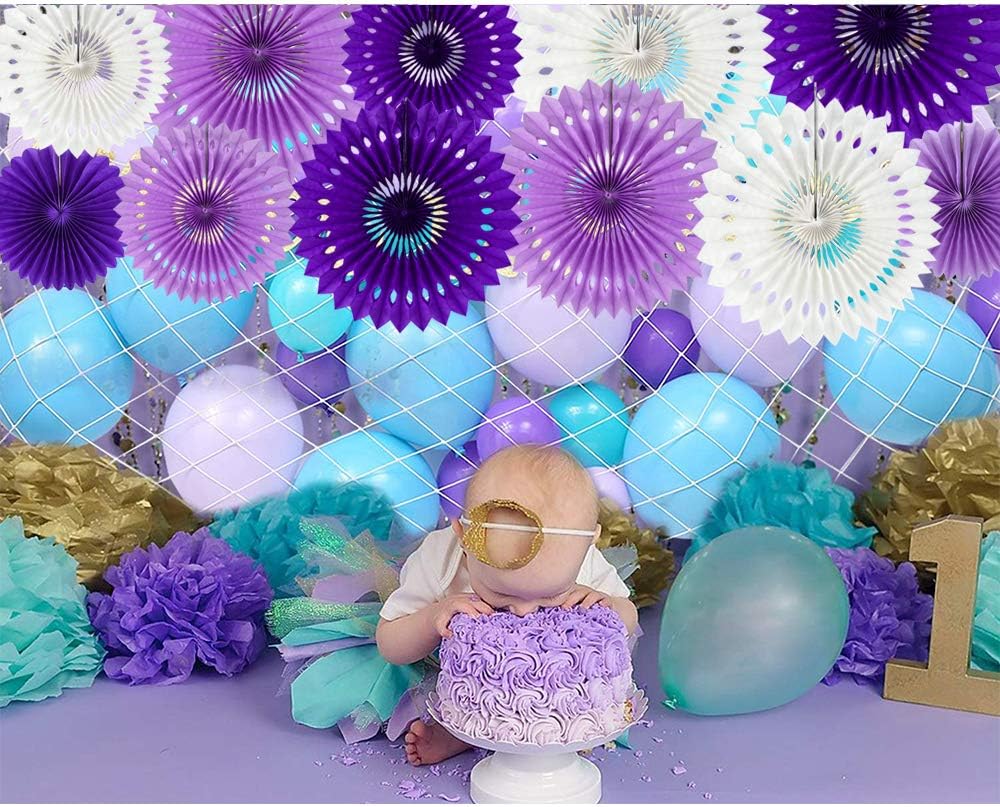 BEISHIDA Lavender Purple White Tissue Hanging Honeycomb Round Paper Fans Decoration Set for Birthday Baby Shower Bachelorette Wedding Photo Booth Backdrops Anniversary Paper Party Supplies（11 Packs）