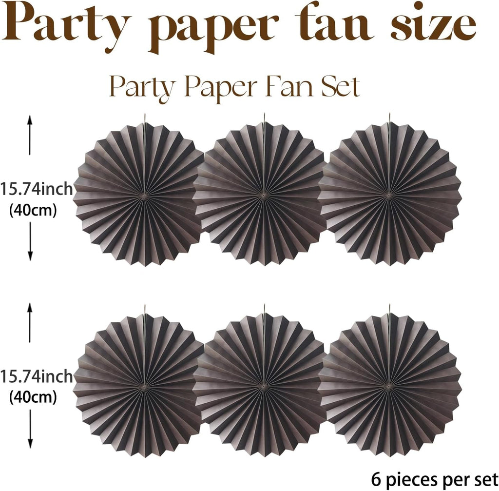 BARTHEW Coffee Party Decorations,Coffee Birthday Decorations,Party Events Accessories,Coffee Themed Party,Friends Party16in Hanging Paper Fans 30 Color DIY Set(Coffee))