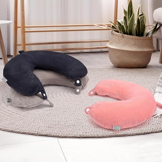 Travel Neck Pillow Cover Neck Pillow Replacement Cover Travel U Neck Pillow Case Cover Soft and Smooth Neck Pillow Cover Green Gray (Only Pillow Cover, No Filler)