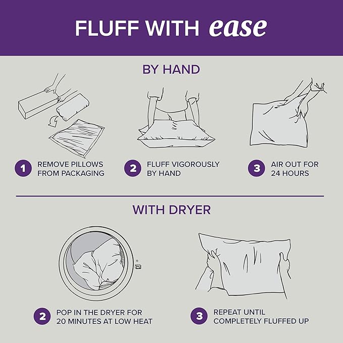 Beckham Hotel Collection King Size Bed Pillows Set of 2 - Down Pillow for Sleeping - Back, Stomach or Side Sleepers