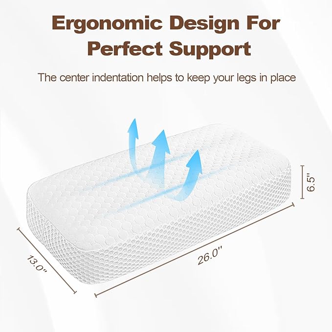 Memory Foam Knee Pillow for Side Sleepers, Between Legs Pillow, Soothing Relief for Sciatica Back HIPS Knees Joints, with Inner Pillowcase and Extra Foam Filler, White