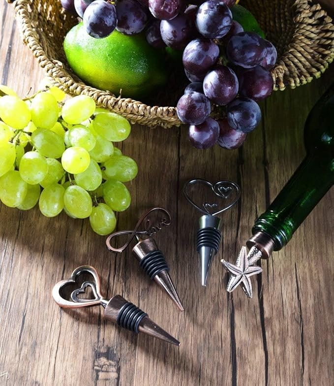 12PCS Valentine's Day Wedding Favors for Guests,Zinc Alloy Decoration Starfish Wine and Beverage Bottle Stoppers Caps Reusable Plug Keep Wine Fresh (12,Sliver Starfish)