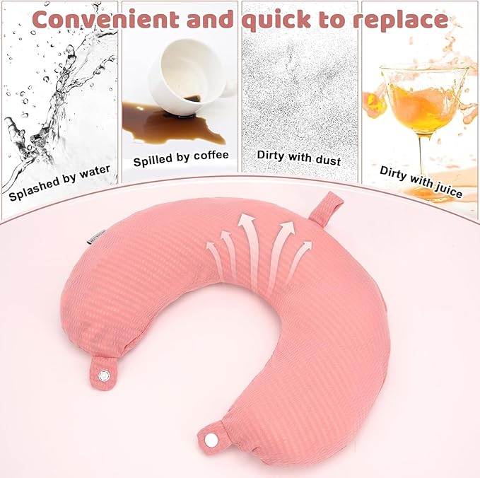 Travel Neck Pillow Cover Neck Pillow Replacement Cover Travel U Neck Pillow Case Cover Soft and Smooth Neck Pillow Cover Brown (Only Pillow Cover, No Filler)