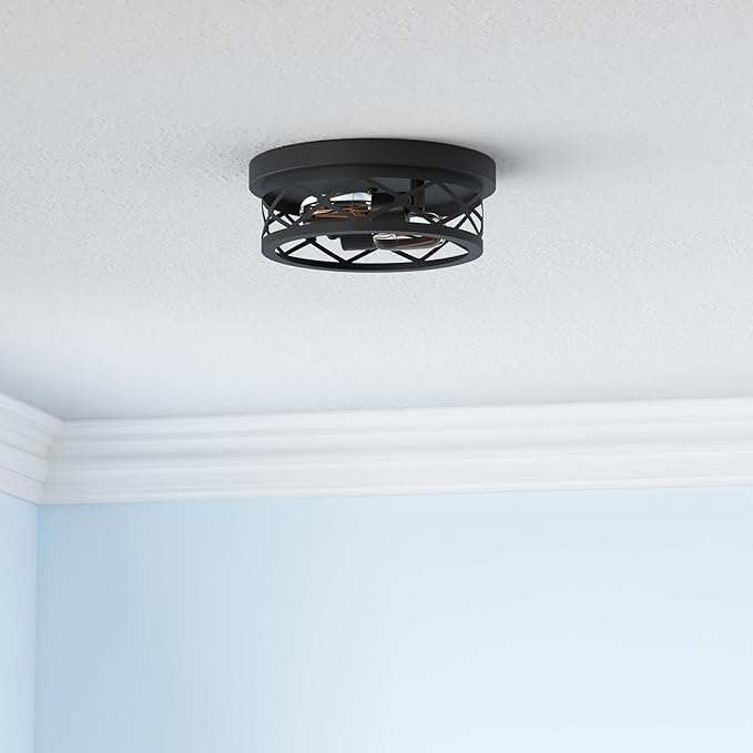 Flush Mount Ceiling Light Fixture for Hallway,2-Light Black Hallway Light Fixtures Ceiling,Light Fixtures Ceiling Mount for Kitchen,Farmhouse,Hall (2 Pack)