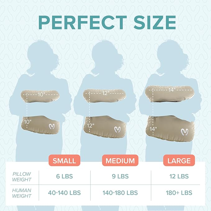 Calmier - 12 lb Sensory Weighted Pillow - Glass Bead Filled Hug Pillow - Ultra Plush Cozy Weighted Pillows for Adults and Kids - Child Sensory Pillow - Weighted Lap Pad (Tan - Minky, 12 LBS)