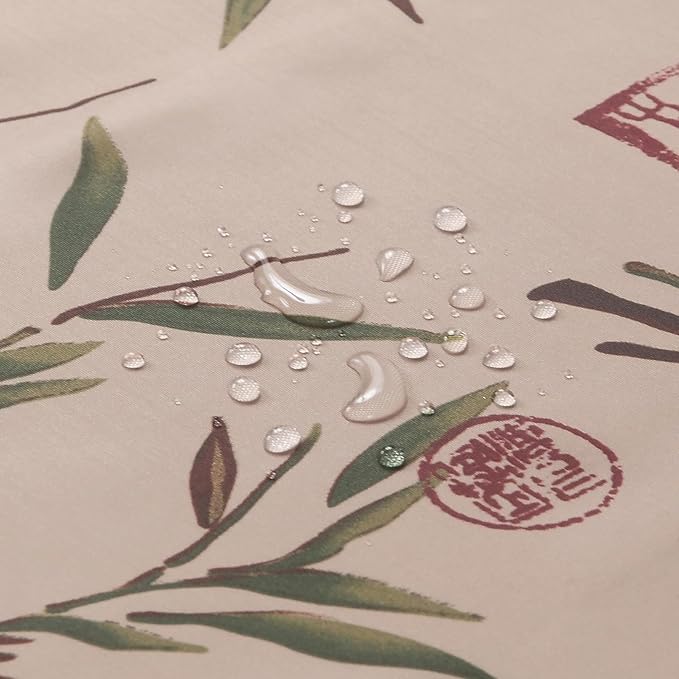 Saigon Farmhouse Printed Leaves Vintage Waterproof Polyester Fabric Brown Bamboo Country Cloth Bathroom Shower Curtain,Extra Large 78" W x 78" H