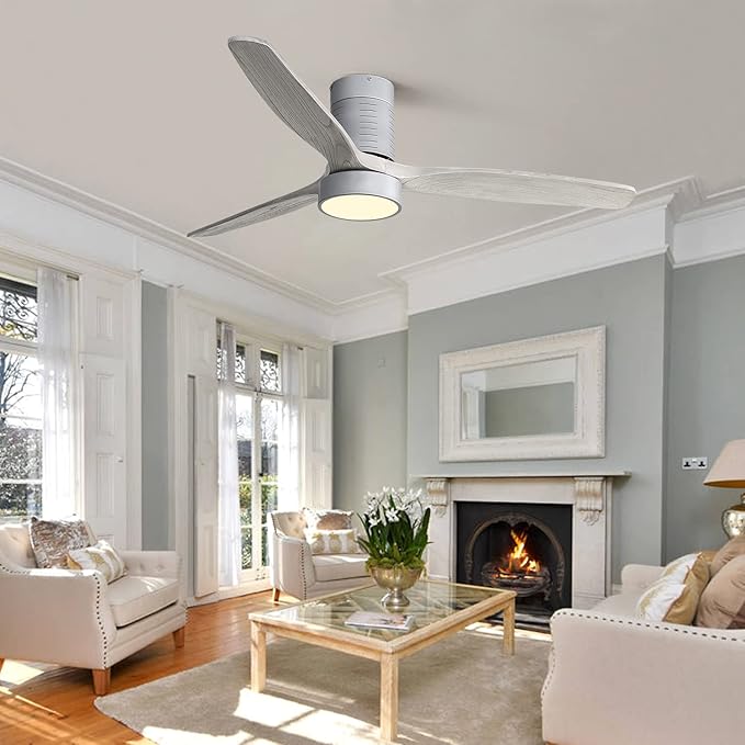 NicBex Ceiling Fan 52 Inch Ceiling Fans with Lights Ceiling Fan with 3 Blades and Remote Control Reversible DC Motor Ceiling Fan for Bedroom, Living Room, Gray