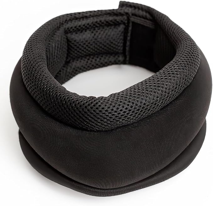 Patented Travel Neck Pillow - Premium Soft Neck Support & Comfort for Sleeping on Airplanes & Cars- Memory Foam Shoulder & Neck Roll - Long Flight International Airplane Travel Pillow (Black)