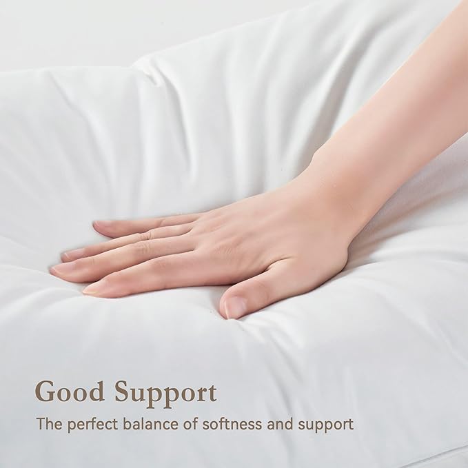 puredown® Feather Pillows with 100% Cotton Cover, Set of 2 Bed Pillows for Sleeping, Standard Size