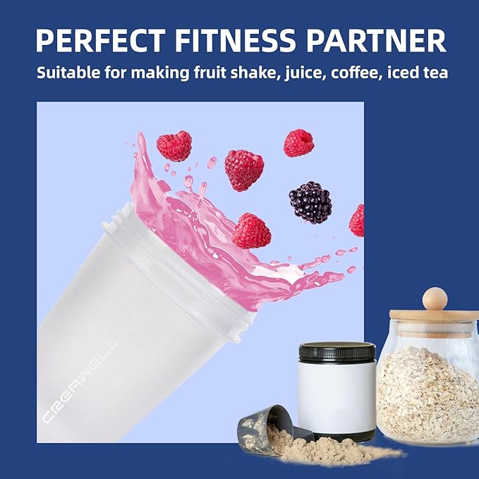 3 Pack Protein Shaker Bottle, 24 oz Protein Shaker Cup with Wire Shaker Ball for Pre Workout, Shake Bottle with Carrying Handle, BPA-Free & Dishwasher Safe (White, Pink, Blue)