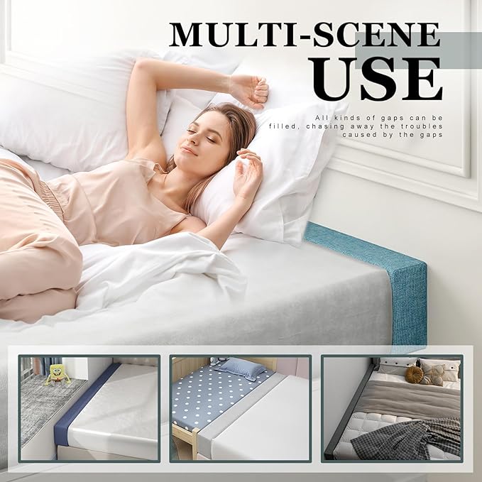 Mattress Extender, Bed Gap/Space Filler, Headboard Pillow Between Headboard and Mattress or Wall, High-Density Foam with Removable Cover（Light Grey- Queen-60 * 4 * 6in）