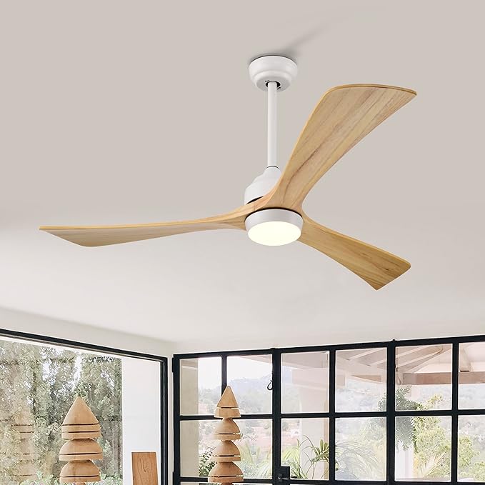 NicBex Ceiling Fan 52 Inch Ceiling Fan with Lights Ceiling Fans with 3 Blades and Remote Control Reversible Ceiling Fan with 6 Wind Speed Levels for Bedroom, Living Room, Natural White