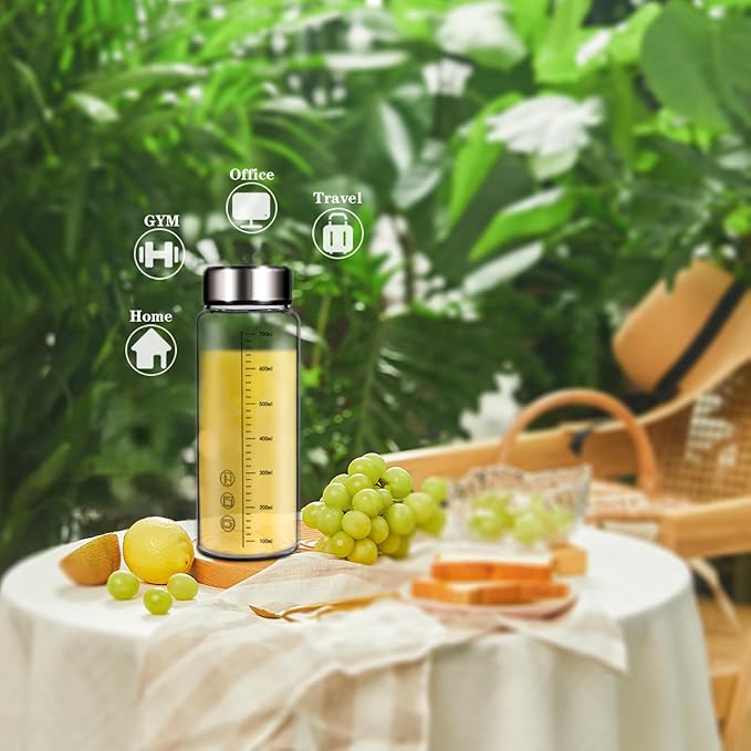 24oz Glass Water Bottle,Wide Mouth Glass Drinking Bottle,Large Sports Bottle,Juice Bbottle with Sleeve,Reusable Water Bottle