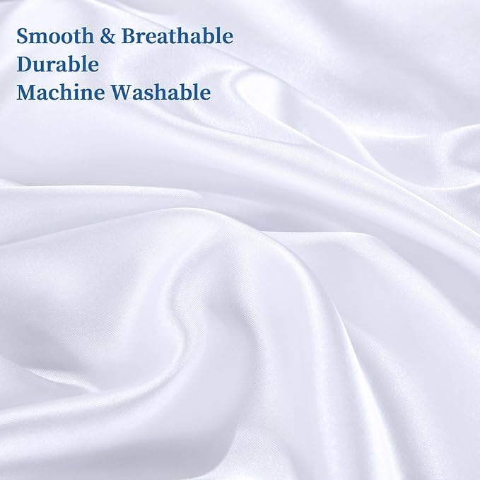 HOMBYS Satin Pillow Case for Contoured Support Pillow (DO NOT INCLUDE PILLOW) -Zippered Pillow Cover for Neck Pillow for Cervical 1 Pack-Silky, Smooth and Breathable (Wave Shape 20"x12.5")