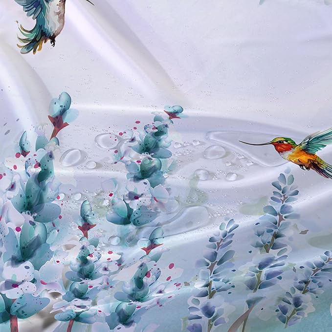 AILONEN Waterproof Floral Shower Curtain for Bathroom,Blue Botanical Wisteria Lavender Flowers Shower Curtain,Watercolor Floral Decor Bathroom Polyester with Grommets and Hooks 72" W*78" H