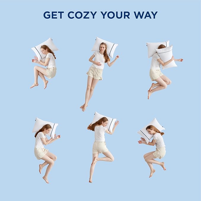 Bedsure Hotel Pillows - Luxury Bed Pillows for Sleeping with Decoration Strip Breathable Cover Soft & Supportive Pillows for Side, Back or Stomach Sleepers (2, Light Khaki, King)