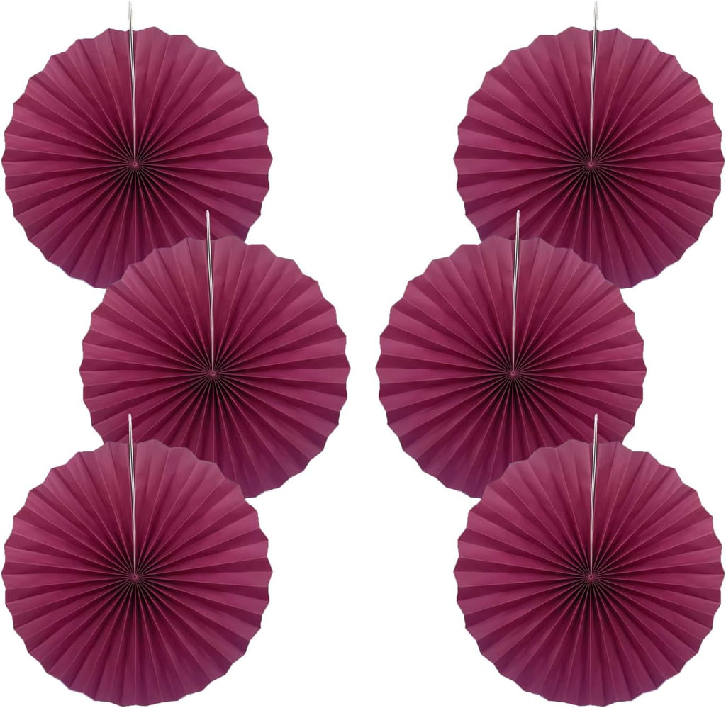 BARTHEW Red Party Decorations,Paper Decorations for Party,Girls Party Decorations Party Paper Fans Bulk 16in,Anniversary Decorations for Party 30 Color DIY Set （Wine Red）