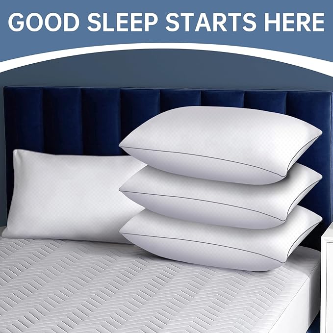 Bed Pillows for Sleeping Standard Size Set of 4,Down Alternative Filling,Pillows for Back, Stomach or Side Sleepers
