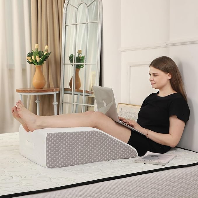 8" Leg Elevation Pillow for Swelling, Cooling Bed Wedge Pillow for Circulation, Leg Pillows for Sleeping, Keens, Legs, Back and After Surgery