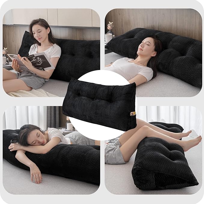 Large Bolster Triangular Headboard Wedge Backrest Positioning Support Bed Rest Reading Pillows Headboard Wedge Pillows for Day Bed Bunk Bed with Removable Cover