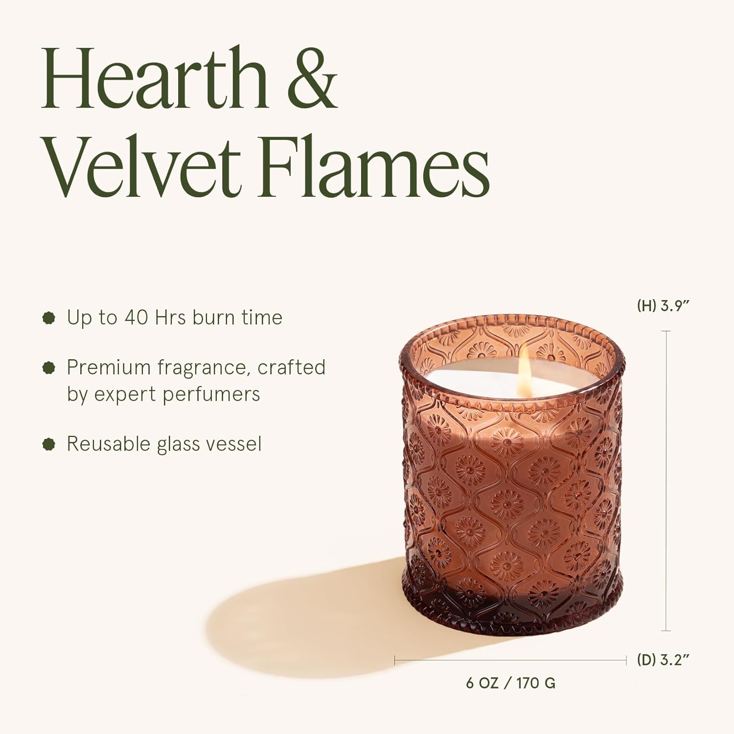 LA JOLIE MUSE Hearth & Velvet Flames Candle - Saffron, Clove, Vanilla | 6 oz Natural Soy Wax | 40 Hours Clean Burn | Elegant Home Décor | Gift-Ready for Hosts & Gatherings