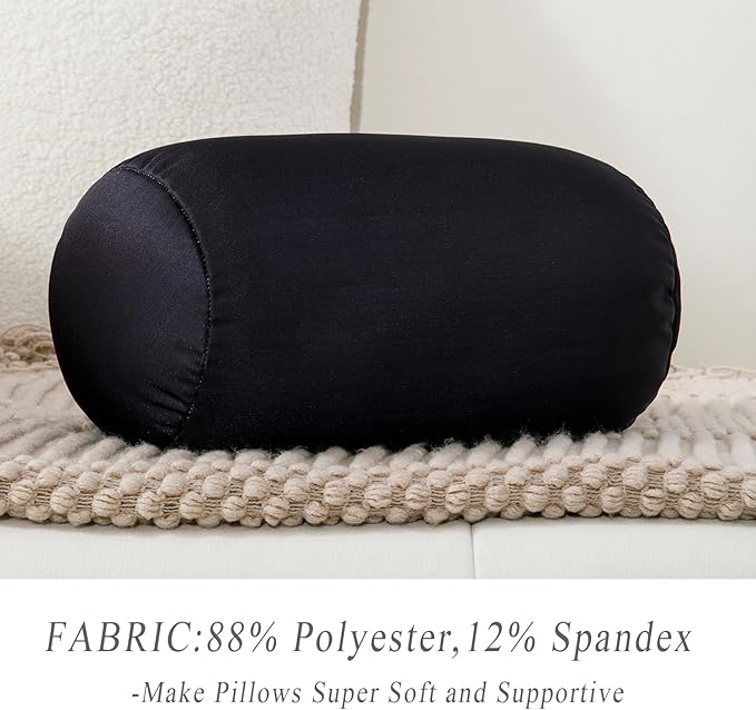 Microbead Body Pillow, Tube Microbead Bolster Bean Smooth Cool Pillow Neck Cervical Roll Pillow for Sleeping 7 x 12Inch Throw Travel Pillow(Carbon Black)