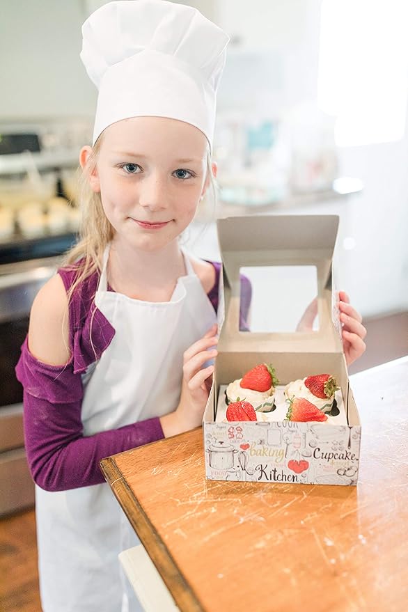 Tessa's Kitchen Club - Chef Hat and Apron Set for Kids, Real Cooking and Baking Wear Kit for Young Chefs in Training