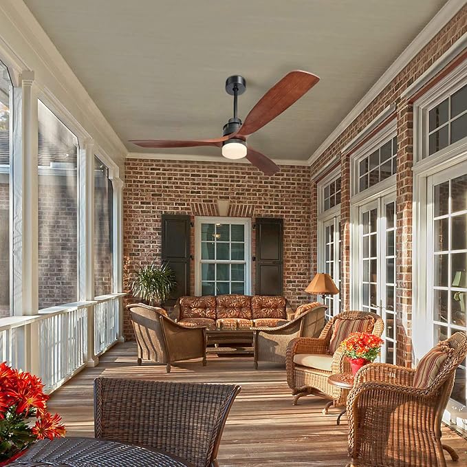 NicBex Ceiling Fan 60 Inch Ceiling Fans with Lights Ceiling Fan with 3 Blades and Remote Control Reversible DC Motor Ceiling Fan for Bedroom, Living Room, Brown