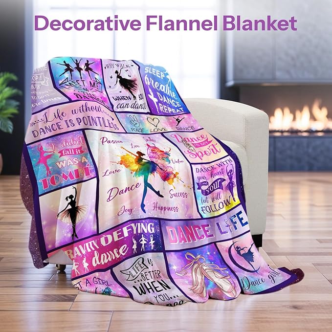 Dance Gifts for Girls, Gifts for Dancers, Dance Blanket, Dancer Gifts for Girls Teens, Ballet Blanket Gymnastics Blanket on Christmas Birthday Thanksgivings 50x60 in