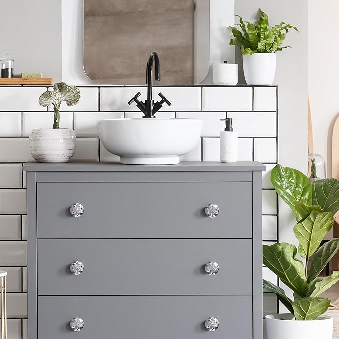 4 Pack Brushed Nickel Cabinet Knobs Dresser Knobs,1-2/5" Round Nickel Knobs for Dresser Drawers,Ktichen Cabinet Knobs Handles for Cabinets and Drawers Brushed Nickel Drawer Knobs