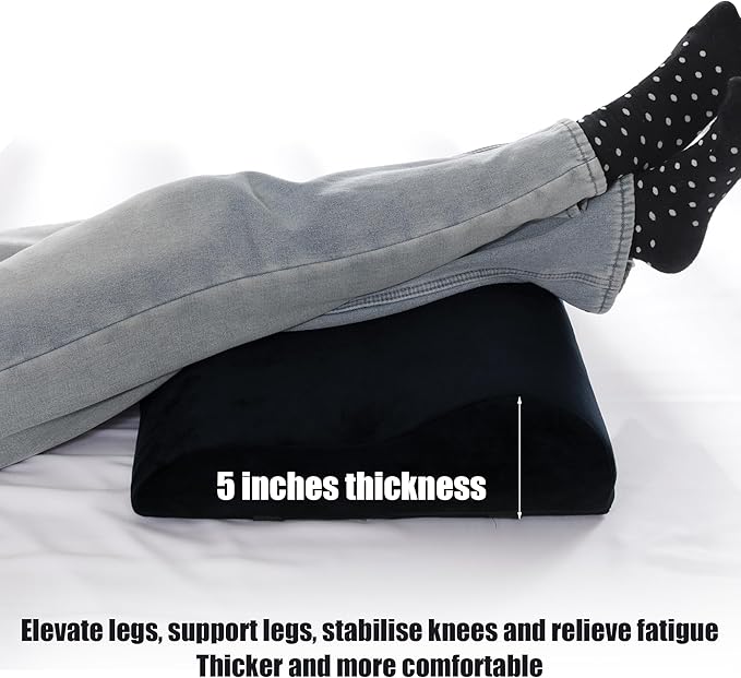 HOMBYS Extra Large Recliner Leg Pillow, Memory Foam Foot Rest Cushion Wave Shape Recliner Footrest Extender, Multi Purpose Back & Lumbar Support Pillow for Recliner, Bed, Sofa Couch, Black