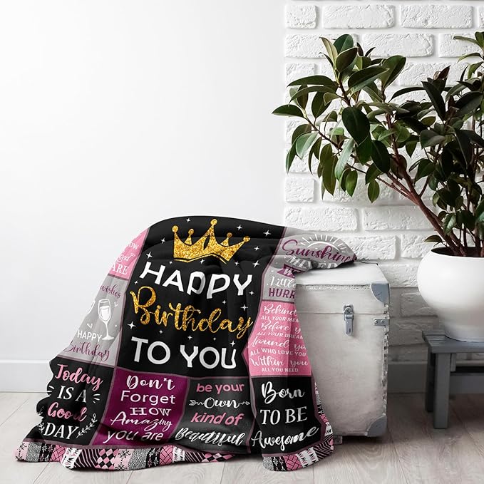 Birthday Gifts for Women/Girls/Her, Happy Birthday Decorations Blanket 50"X60", Gifts for Women Birthday Unique, Birthday Gifts for Mom/Daughter/Friend/Sisters, Women Birthday Gift Ideas