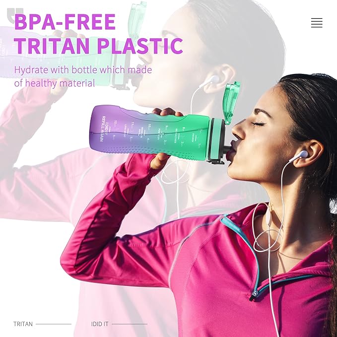 25oz Kids Sports Water Bottles for School with Spout Lid (Green Purple)