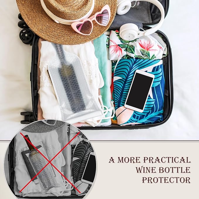20 Pcs Reusable Wine Bag for Travel Wine Bottle Protector Sleeve for Airplane Car Cruise Protection Luggage Leak Proof