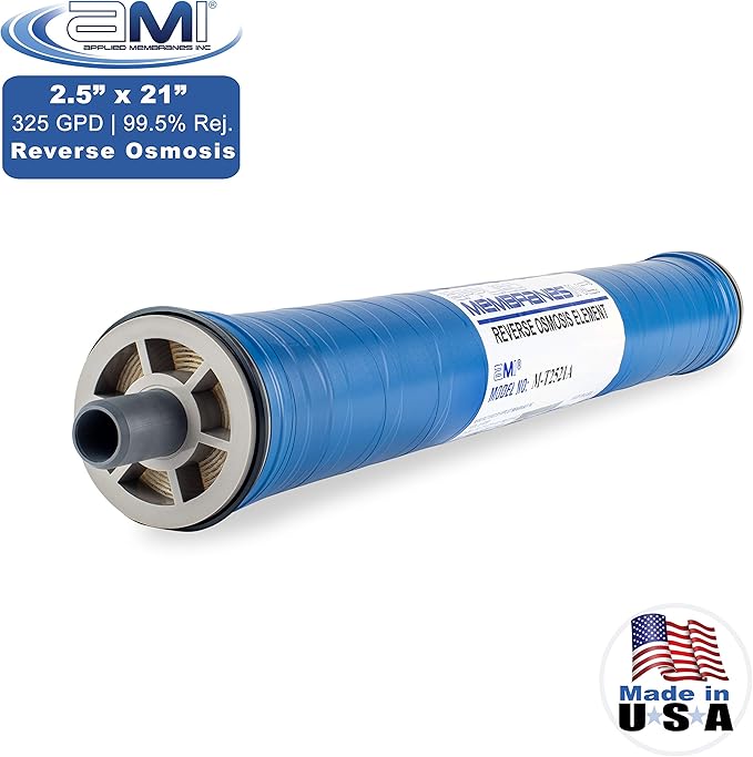 2.5" x 21" Reverse Osmosis Membrane Element for Tap Water | High Rejection 325 GPD at 225 psi | 99.5% Rejection | Replacement Commercial RO Membrane | Applied Membranes USA M-T2521A