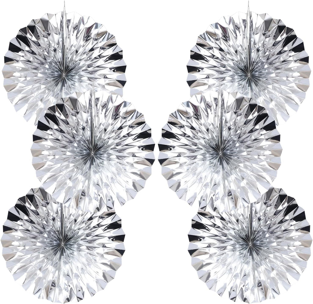 Silver Birthday Decorations,DIY Silver Paper Fans Hanging Decoration ,DecoracióN De CumpleañOs para Hombre,Wedding Decorations for Party16in,Birthday Decorations for Men 30 Color DIY Set (Silver)