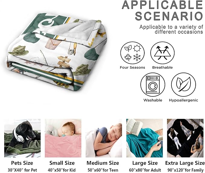 Custom Fishing Blankets and Throws,Fishing Gifts, Gifts for Fisherman,Custom Fish Blankets Fishing Gift for Man, Fish Hunter Gifts Throw Blanket, Fathers Day Fishing Gifts for Men,Queen Size-60"x80"