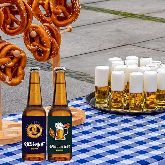 24Pcs Oktoberfest Bottle Label with German Beer Festival Bottle Sticker Labels for Beer Bottle Decoration, Oktoberfest Gift Stickers for Champagne Wine Water Bottle Decor