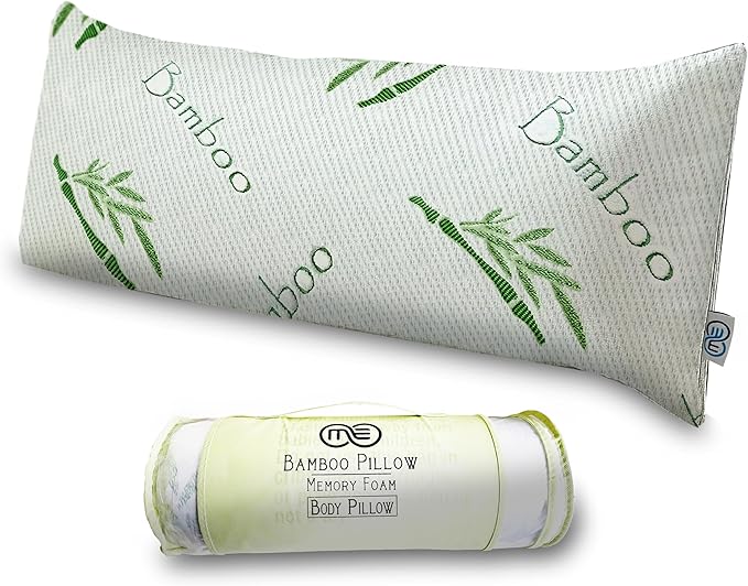 OMEO Full Rayon Bamboo Fiber Pillow Memory Foam Body Pillow for Side Sleeper, Huggable Long Body Pillow for Adults with Washable Body Pillow Pillowcase with Zipper, 20x54 Inch