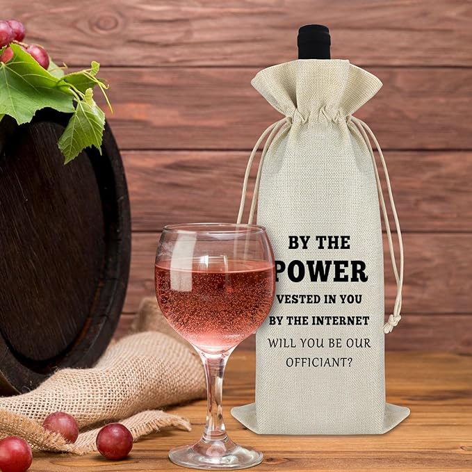 Wedding Officiant Gifts Wine Bag Thank You Gift for Wedding Officiant Guest Wedding Officiant Appreciation Gifts for Wedding Planner Coordinator Photographer Gift from Groom Bride Wine Gift Bag