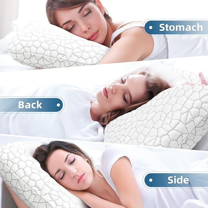 Cooling Memory Foam Pillows Foam Pillow Gel Memory Foam Pillow Bed Pillow for Sleeping Standard Size White