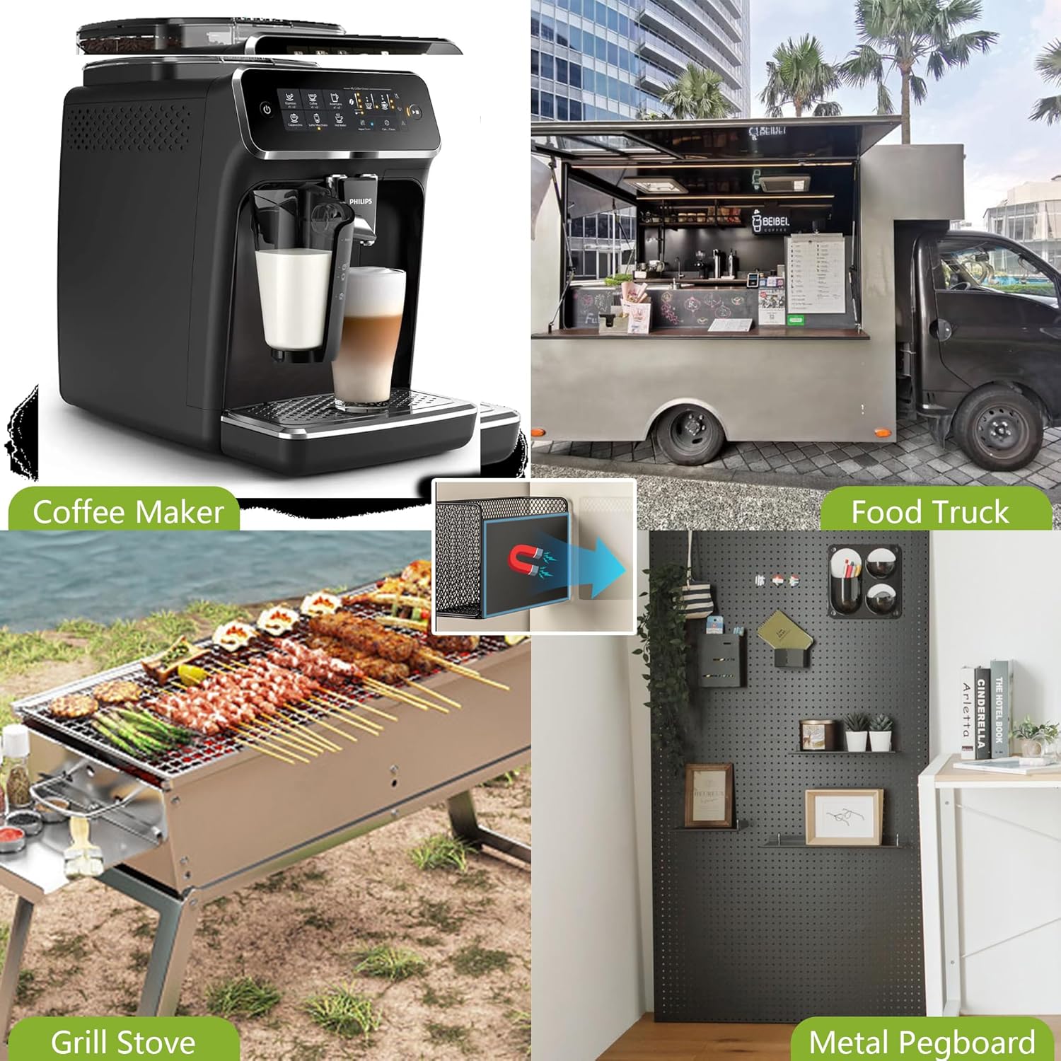 Magnetic Basket Fridge Lint Bin Dryer Ball Holder Laundry Room Organization Home Storage for Class Office School (Mesh，(1-Pack) Black/L)