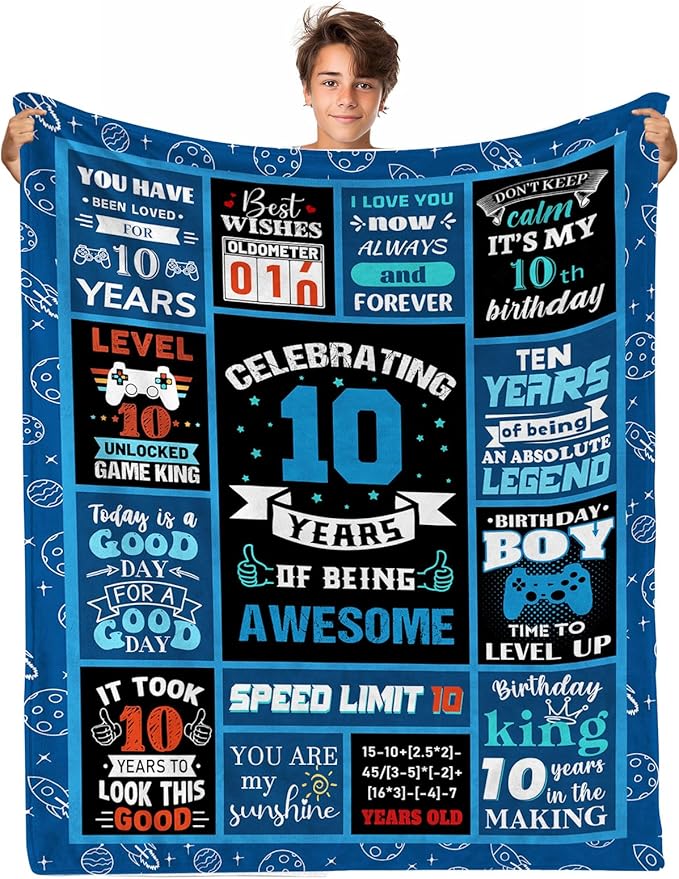 Gifts for 10 Year Old Boys, 10 Year Old Boy Birthday Gift, Kids Blanket 60 x 50 Inches Warm Flannel Boys Throw Blankets for Boys 10 Year Old Boy Gifts Ideas, 10 Year Old Boy Gifts