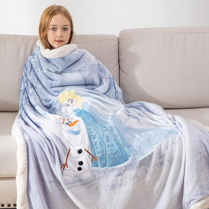 COSUSKET Kids Throw Blanket, 3D Cartoon Embroidery Sherpa Blanket Boys Girls Gifts