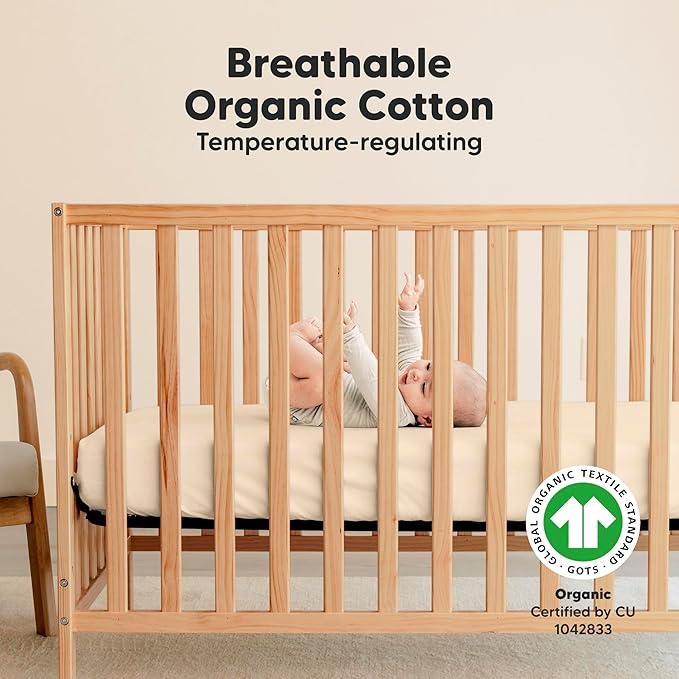 2-Pack Organic Crib Sheets for Boys, Girls - Jersey Fitted Crib Sheet, Baby Crib Sheets Neutral, Crib Mattress Sheet, Cotton Crib Sheets, Breathable Crib Sheet, Baby Mattress Sheets (Pecan)