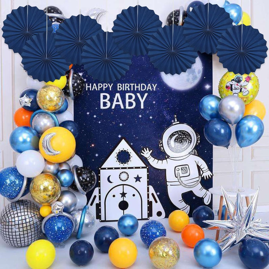 Blue Party Decorations,Blueberry Party Decorations Decorations Party Paper Fans Bulk 12in,Graduation Decoration Classroom Decor, Western Themed Party Decorations 30 Color DIY Set （Deep Blue）