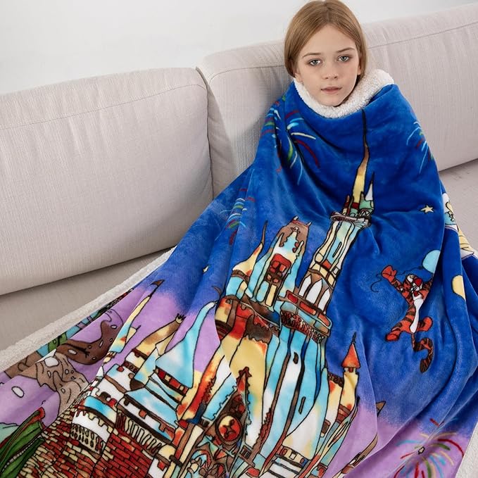 COSUSKET Castle Throw Blanket, Kids Super Soft Fuzzy Plush Sherpa Furry Fleece Throw Blanket 50 x 60 Inches Boys Girls Gifts