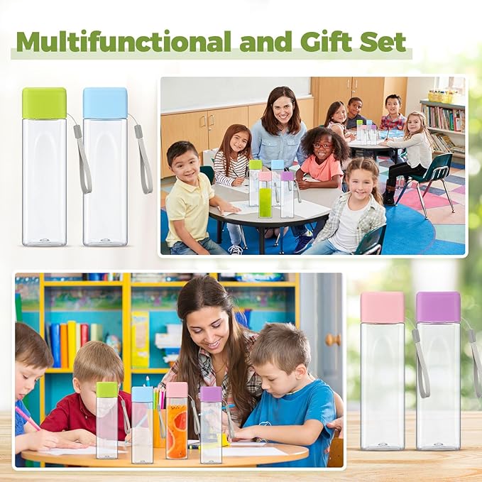 20 Pieces Water Bottle Bulk 17 oz Plastic Sports Water Bottles Reusable Leak Proof Portable Drink Bottles Large with Lid for Outdoor Fitness(Pink, Blue, Green, Purple)